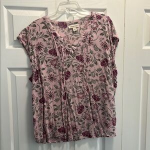 Coldwater Creek Pink Boxy Blouse with Pleated Details